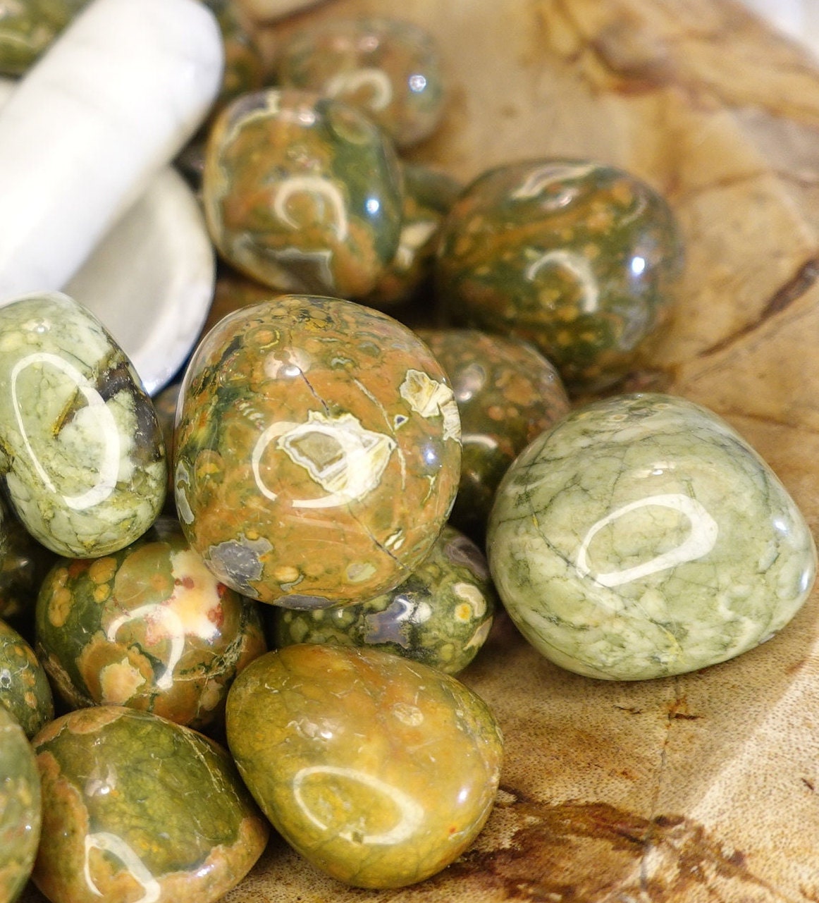 Rainforest Jasper Tumble Smooth anxiety polished rock tumbled pocket crystal Christmas Xmas Home Decor Gift