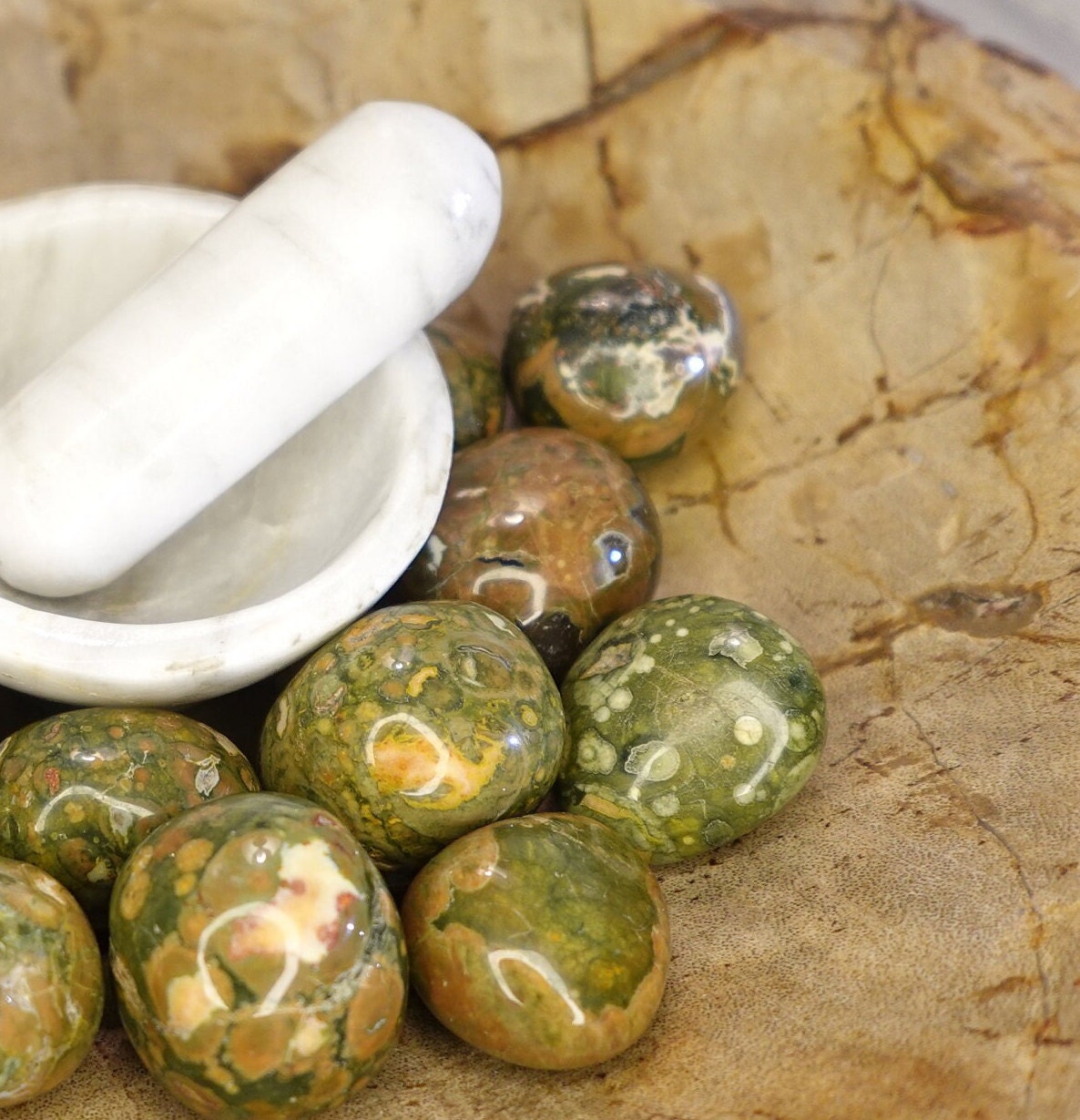 Rainforest Jasper Tumble Smooth anxiety polished rock tumbled pocket crystal Christmas Xmas Home Decor Gift