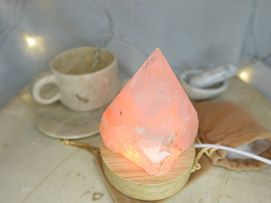 Clear Quartz Nightlight Polished Pyramid Tower Sleeping Stone Anxiety Worry Relief Gift Xmas Stress Sleep LED Light Home Decor Christmas
