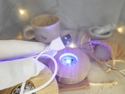Crystal Night Light Base: Color Changing LED, Bamboo Style