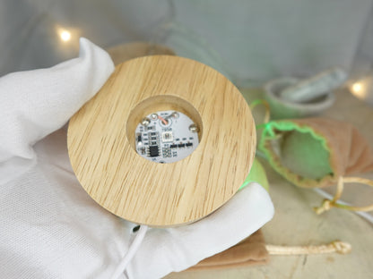 Crystal Night Light Base: Color Changing LED, Bamboo Style