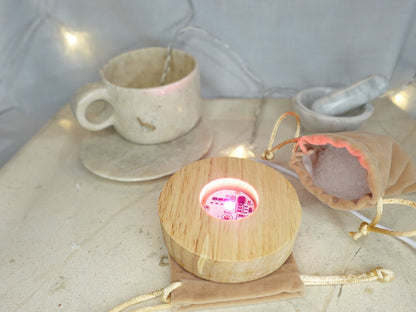 Crystal Night Light Base: Color Changing LED, Bamboo Style