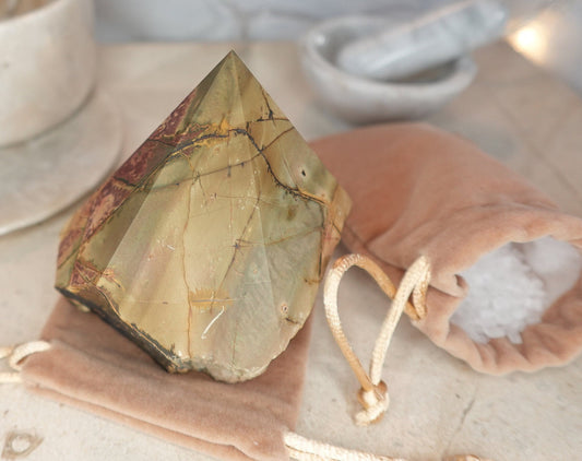 Sea Jasper Carved Anxiety Crystal Polished Raw Point Stone Meditation Panic Holiday Home Decor Christmas Xmas Birthday