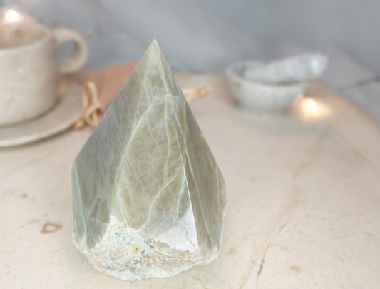 13.5 oz Green Moonstone Carved Anxiety Crystal Polished Raw Stone Meditation Anxiety Birthday Christmas Garden Decor