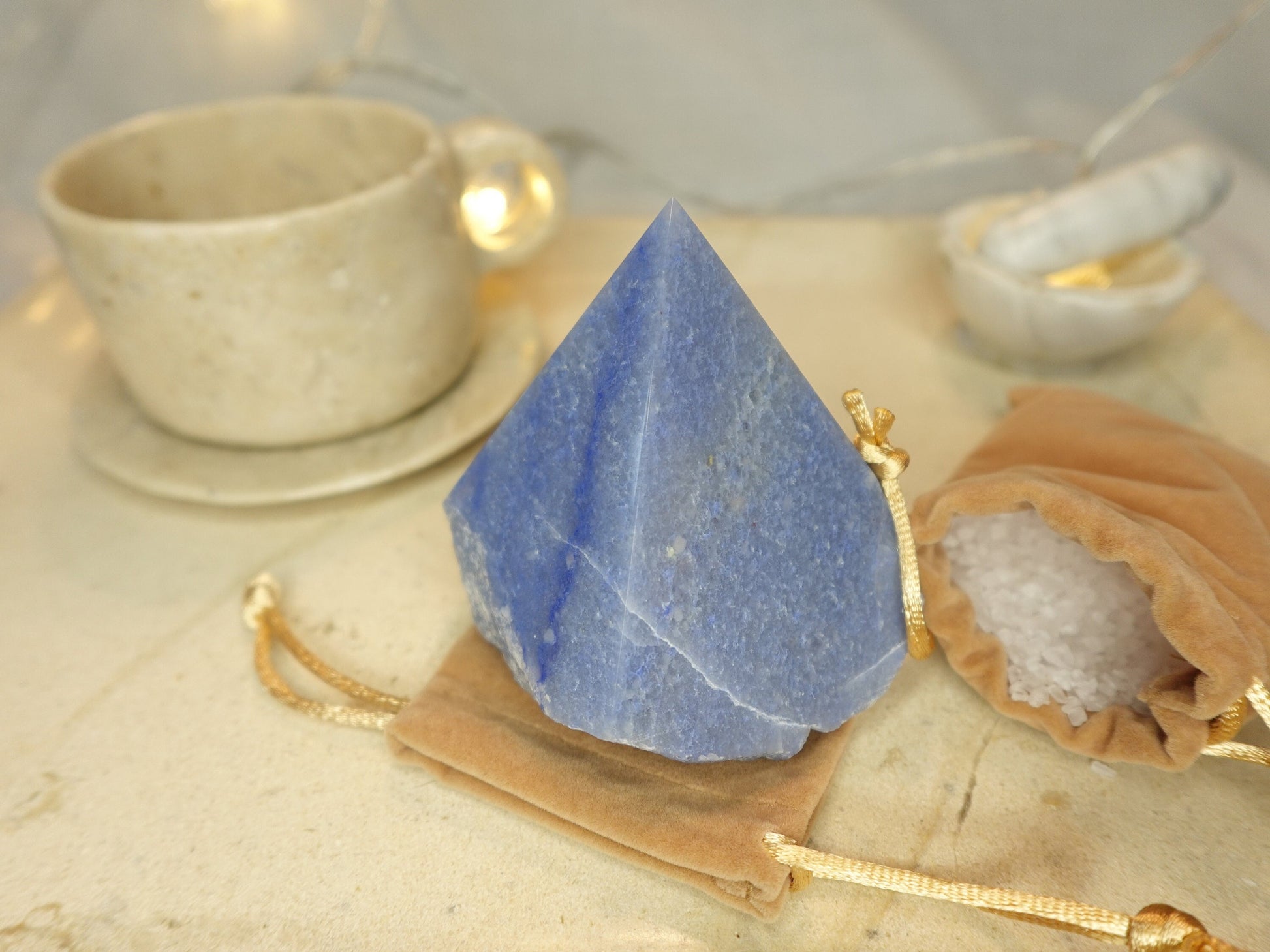 14.6oz Blue Aventurine Carved Crystal Home Decor for Christmas Xmas Paperweight Desk Display Polished Raw Point Gift Birthday Holiday