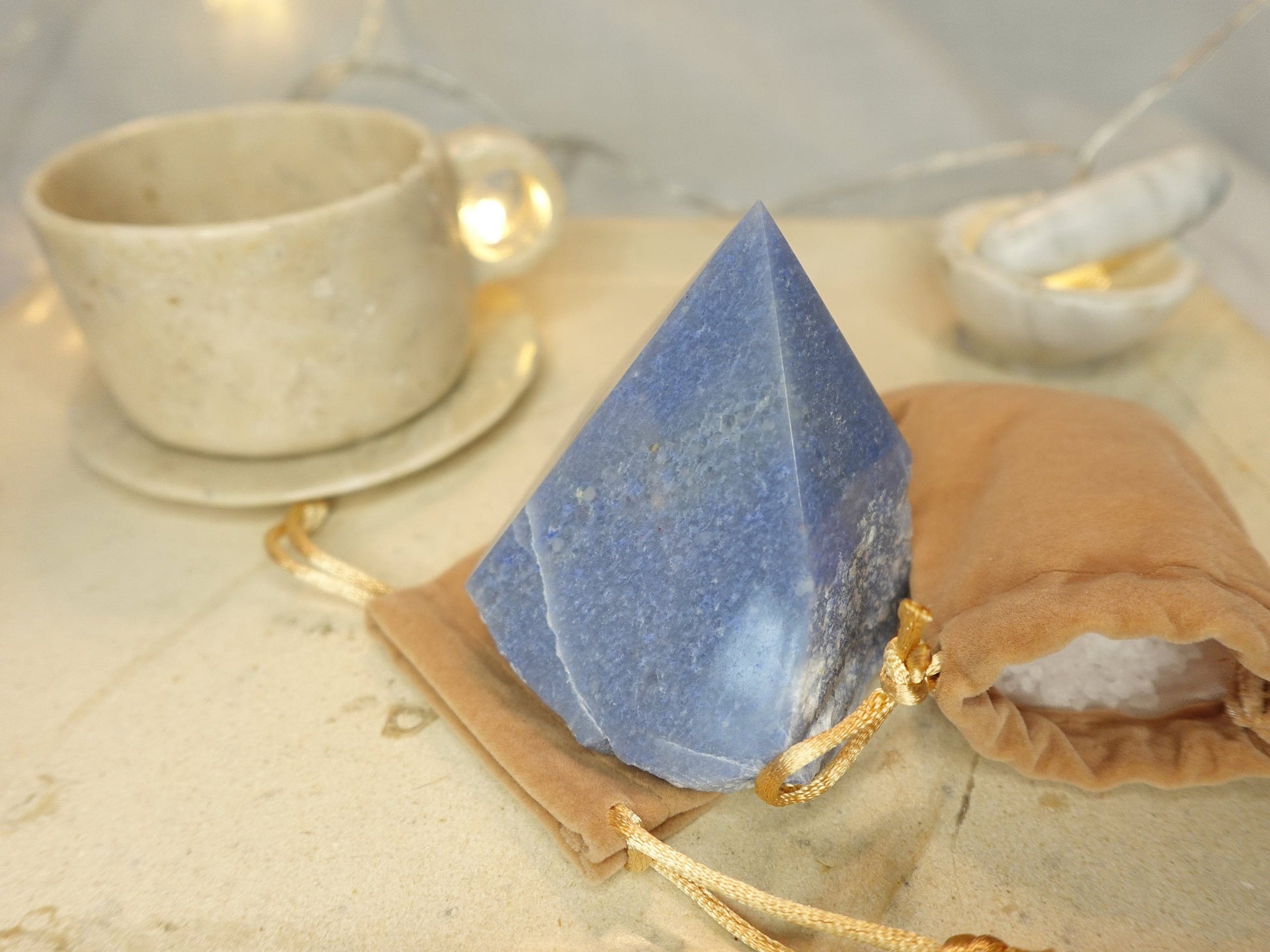 14.6oz Blue Aventurine Carved Crystal Home Decor for Christmas Xmas Paperweight Desk Display Polished Raw Point Gift Birthday Holiday