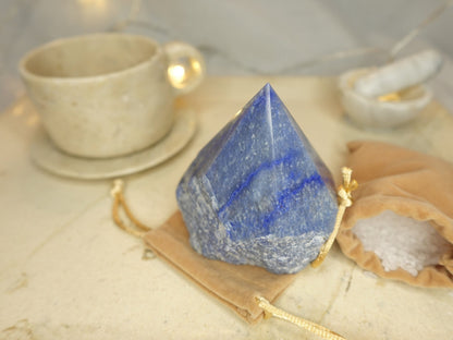Blue Aventurine Crystal Point: Raw Carved Stone, South Africa
