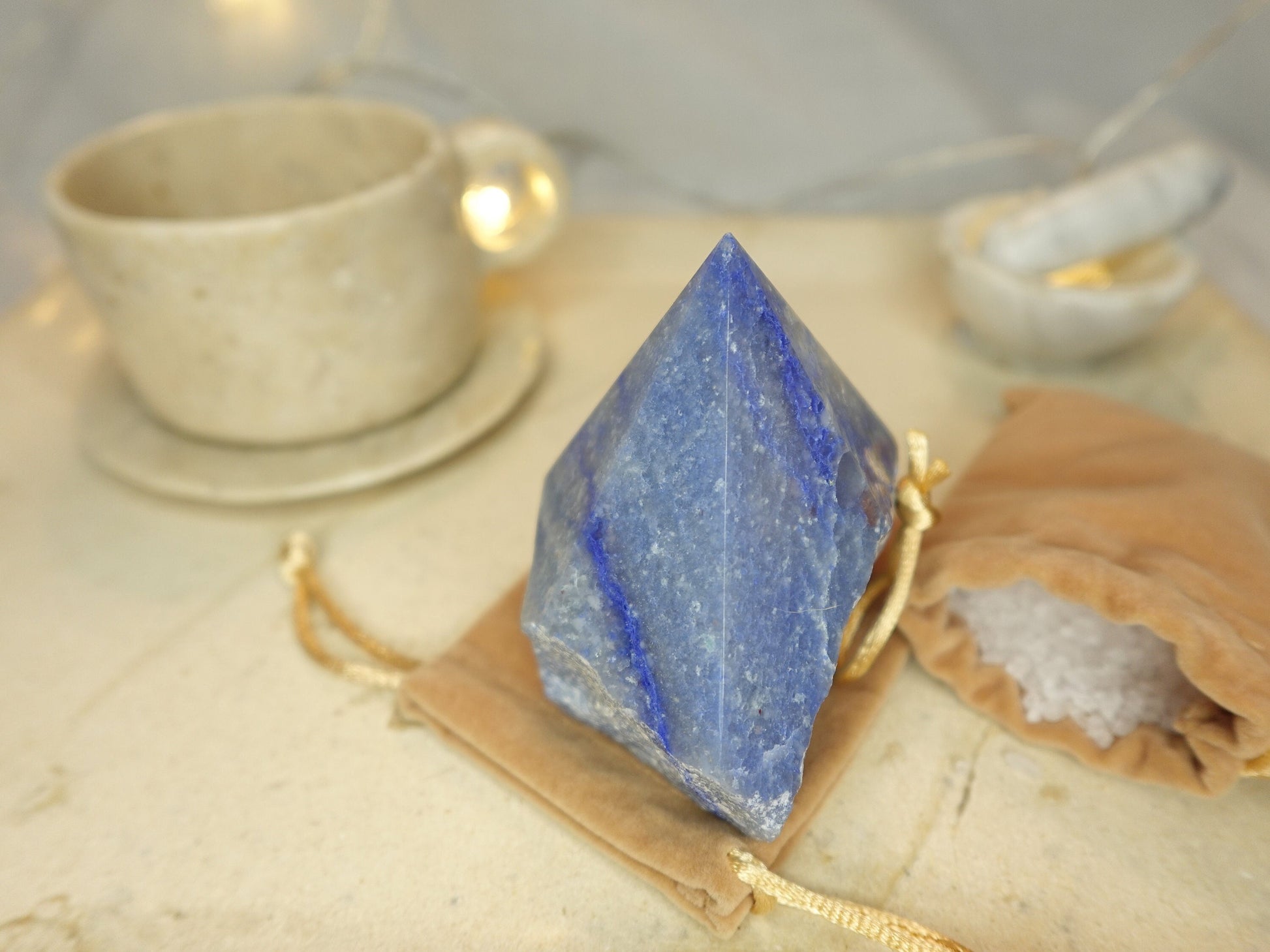 Blue Aventurine Crystal Point: Raw Carved Stone, South Africa
