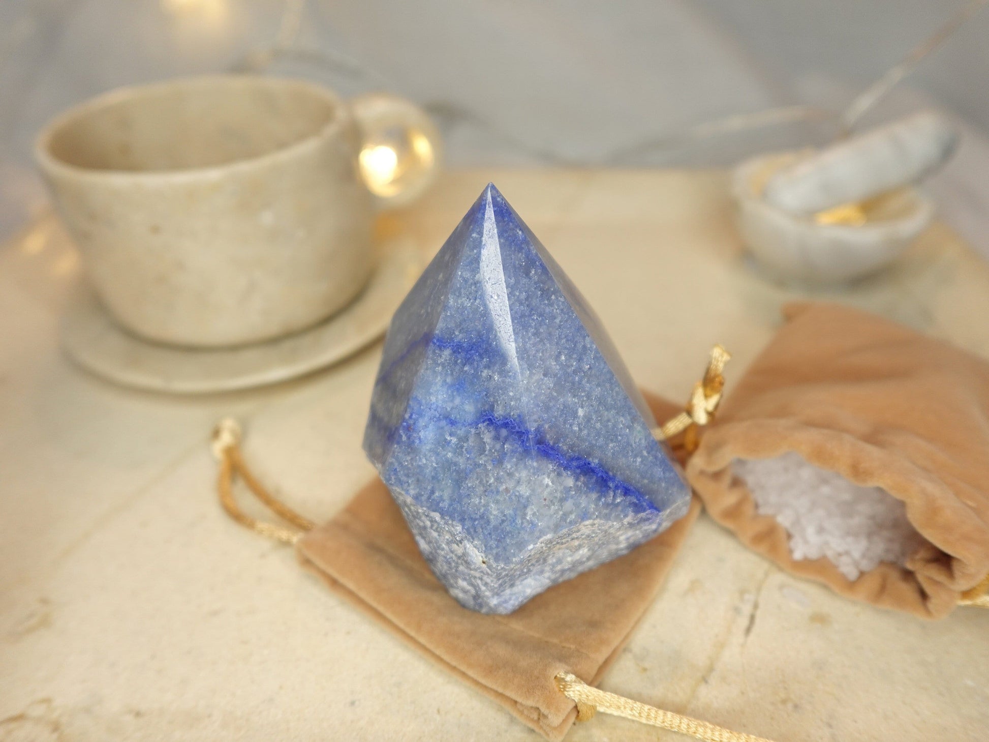 Blue Aventurine Crystal Point: Raw Carved Stone, South Africa