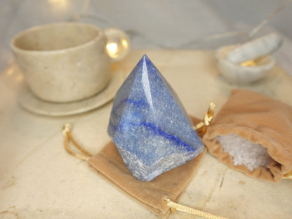 Blue Aventurine Crystal Point: Raw Carved Stone, South Africa