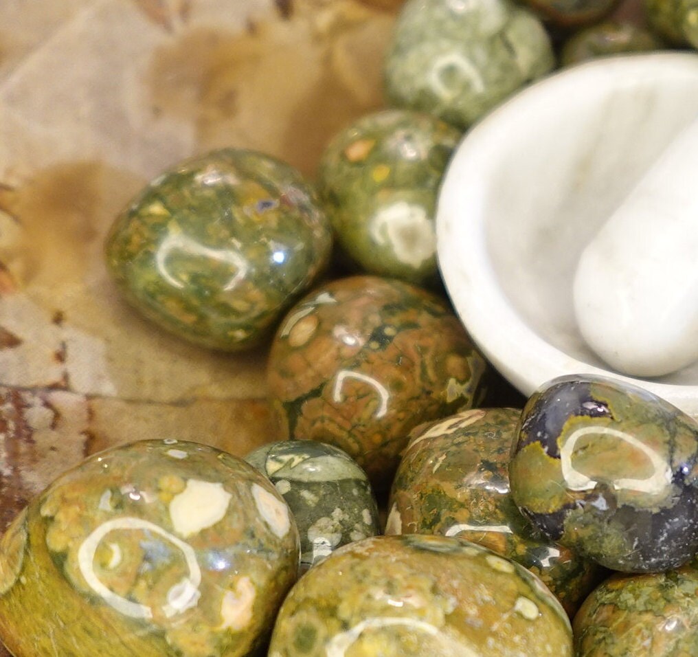 Rainforest Jasper Tumble Smooth anxiety polished rock tumbled pocket crystal Christmas Xmas Home Decor Gift