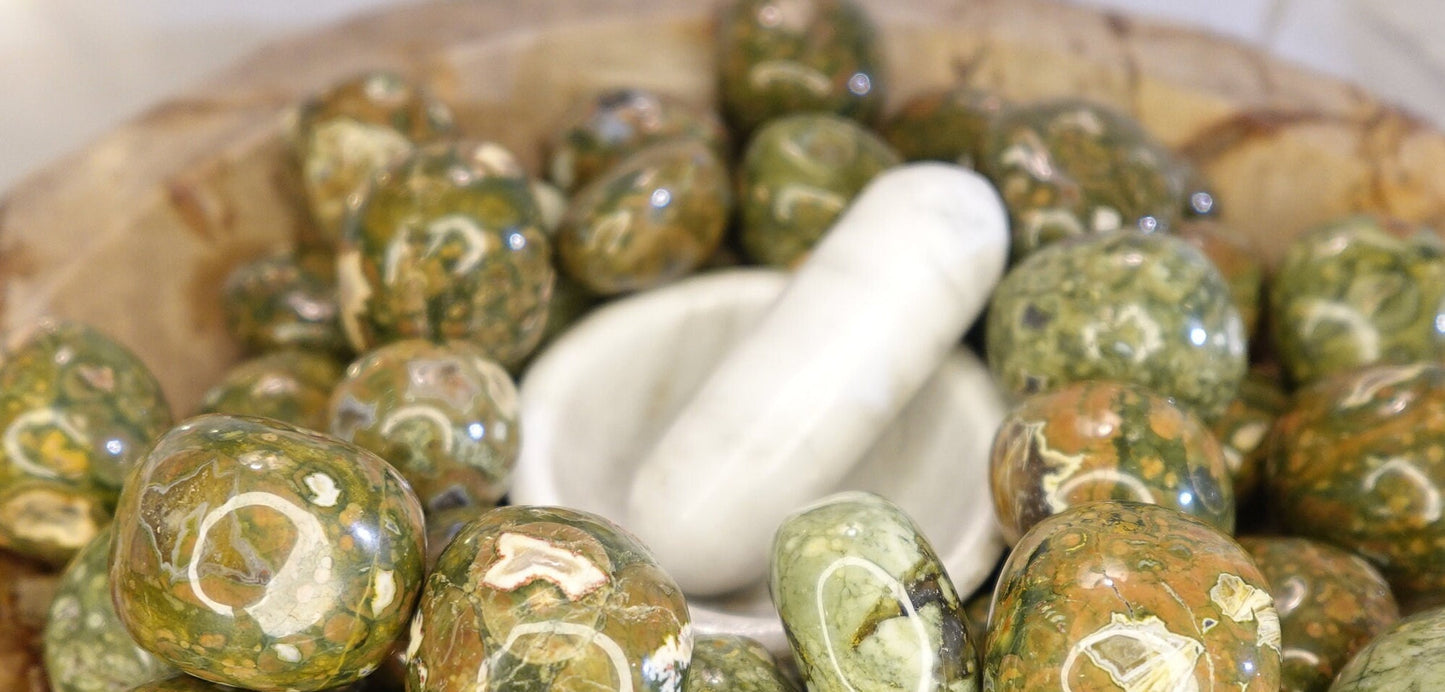 Rainforest Jasper Tumble Smooth anxiety polished rock tumbled pocket crystal Christmas Xmas Home Decor Gift