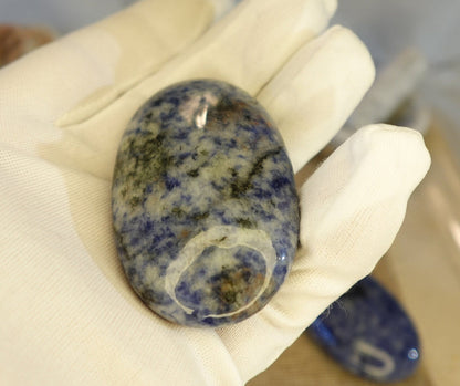 Blue Spot Jasper Natural Palm Stone Natural Crystal Polished Worry Stone Home Decor Anxiety Pocket Distraction Meditation Birthday Christmas