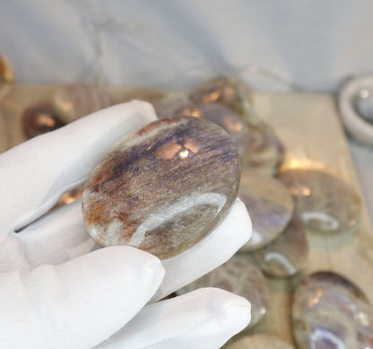Blue Moonstone Palm Stone: Polished Crystal for Anxiety Relief Home Decor Worry Pocket Stress Anxiety Palm Stone