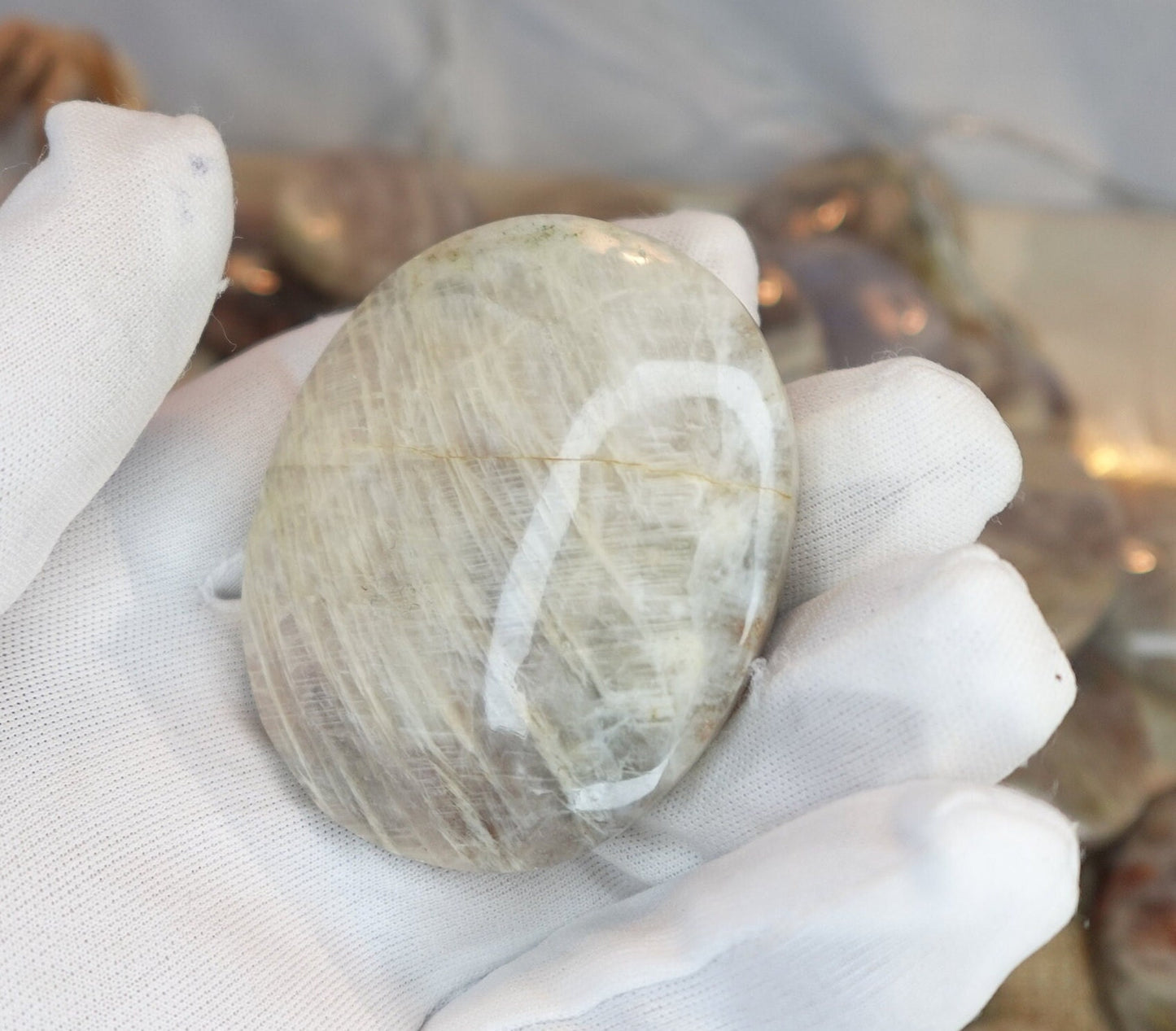 Blue Moonstone Natural Palm Stone Smooth Polished Carved Crystal for Distraction Gift Birthday Home Decor Christmas Pocket Anxiety Xmas