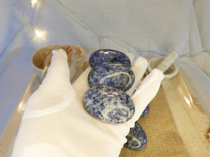 Blue Spot Jasper Natural Palm Stone Natural Crystal Polished Worry Stone Home Decor Anxiety Pocket Distraction Meditation Birthday Christmas