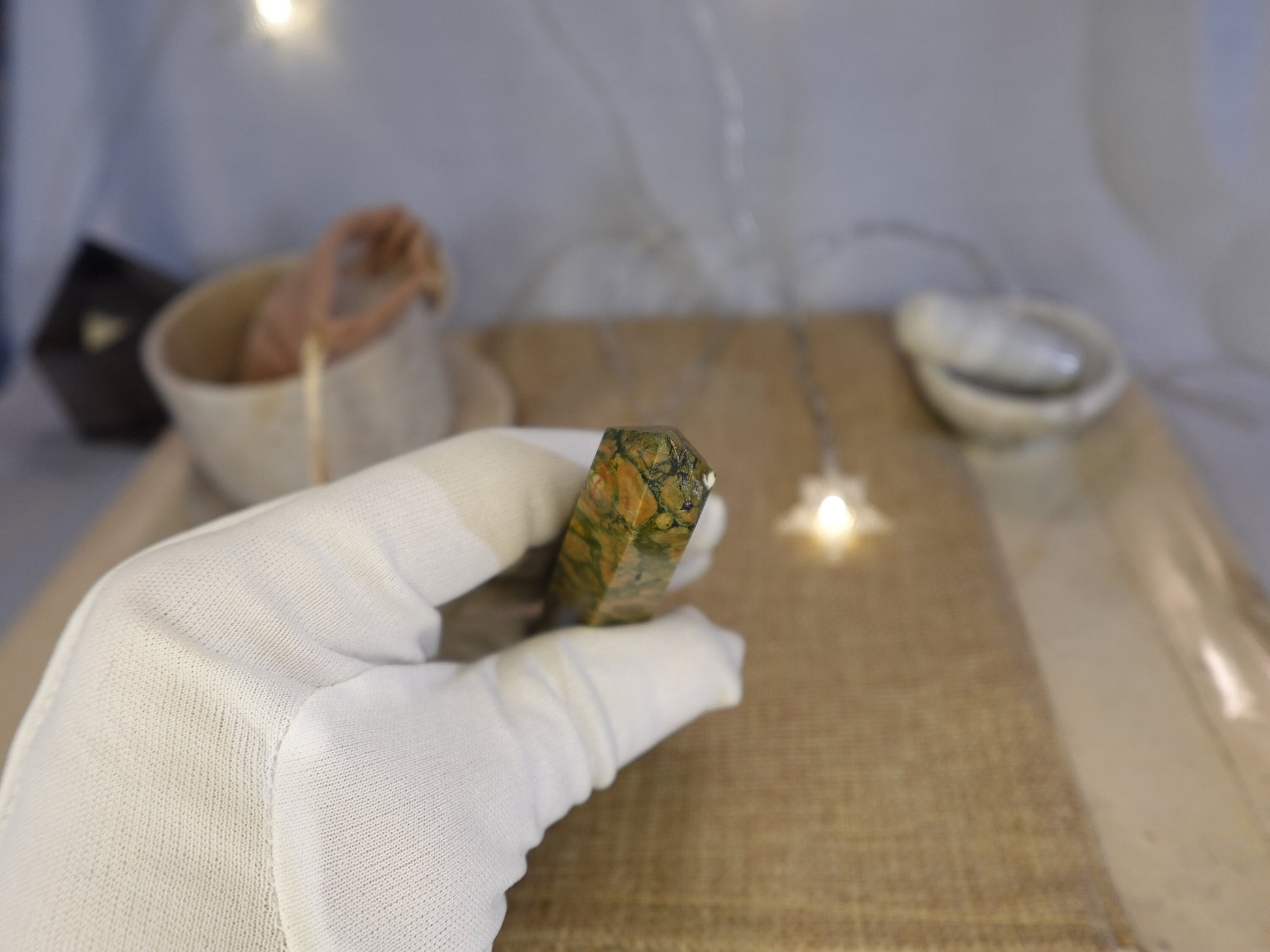 Ocean Sea Jasper Polished Carving Anxiety Crystal Point Raw Stone Meditation Panic Sculpture Faced Decorative Wand Calm Calming Worry Tower