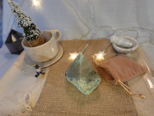 Green Moonstone Crystal Point: Polished Raw Stone, Meditation Decor
