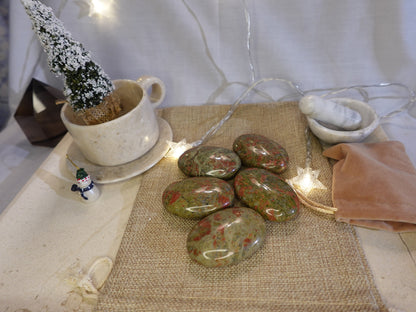 North Carolina Unakite Stone Natural Crystal Polished Worry Stone Home Decor Anxiety Pocket Distraction Meditation Gift Birthday Christmas