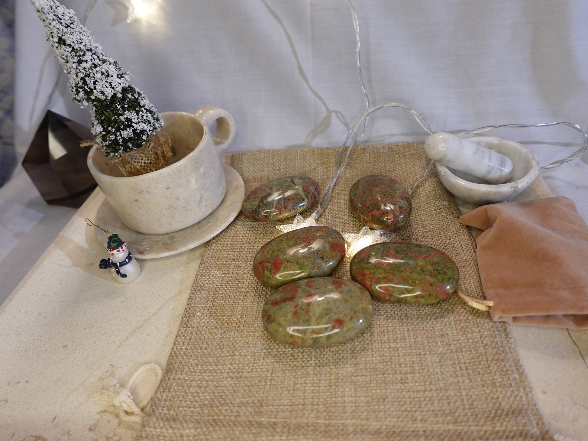 North Carolinian Unakite Stone Smooth Polished Crystal for Distraction Christmas Xmas Gift Home Meditation Birthday Anxiety Worry Birthday