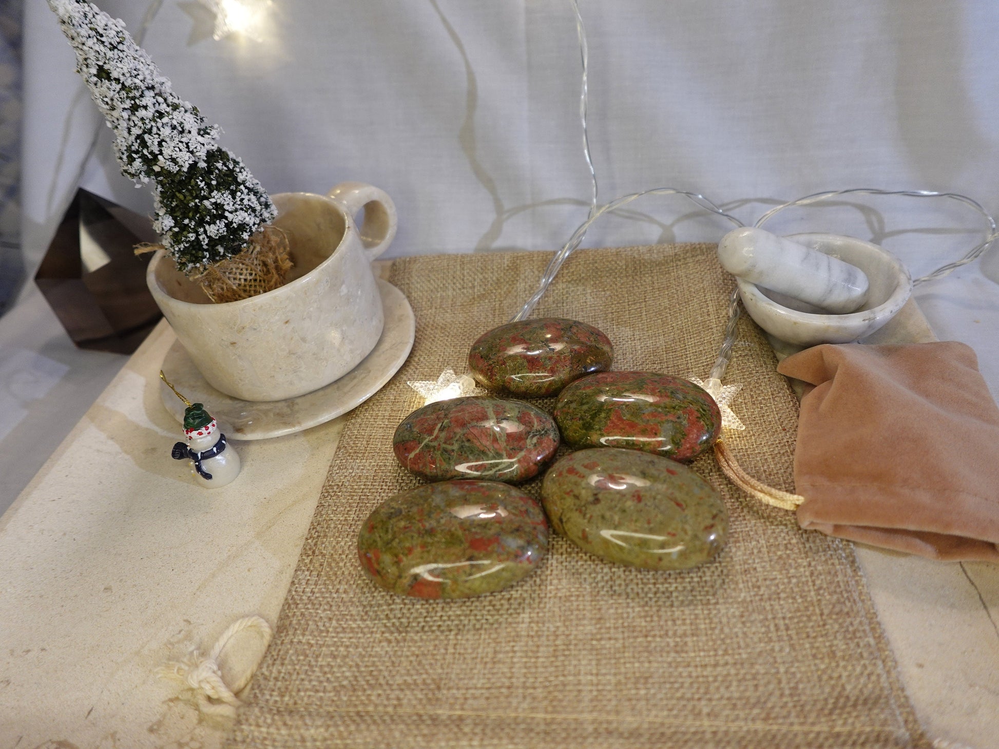 North Carolinian Unakite Stone Smooth Polished Crystal for Distraction Christmas Xmas Gift Home Meditation Birthday Anxiety Worry Birthday