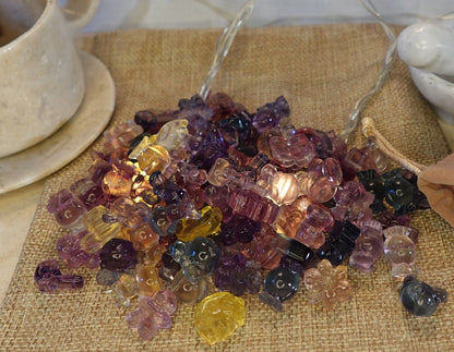 Carved Fluorite Crystal Christmas Ornament: Rainbow Holiday Tree Decor