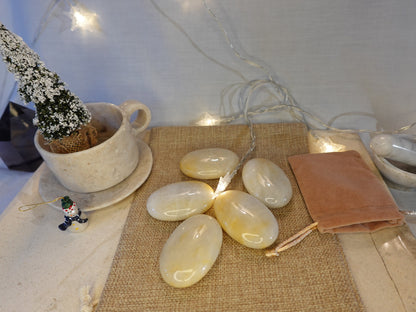 Lemon Quartz Palm Stone Polished Natural Crystal Polished Worry Stone Home Decor Anxiety Pocket Distraction Meditation Birthday Christmas