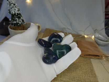 Fluorite Carved Heart: Pocket Worry Stone, Anxiety Relief Home Decor Worry Pocket Stress Anxiety Palm Stone