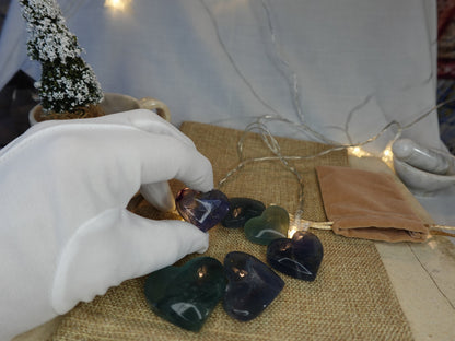 Fluorite Carved Heart: Pocket Worry Stone, Anxiety Relief Home Decor Worry Pocket Stress Anxiety Palm Stone