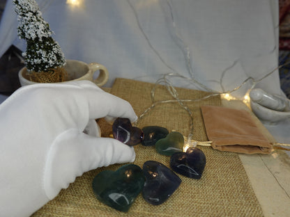 Fluorite Carved Heart: Pocket Worry Stone, Anxiety Relief Home Decor Worry Pocket Stress Anxiety Palm Stone
