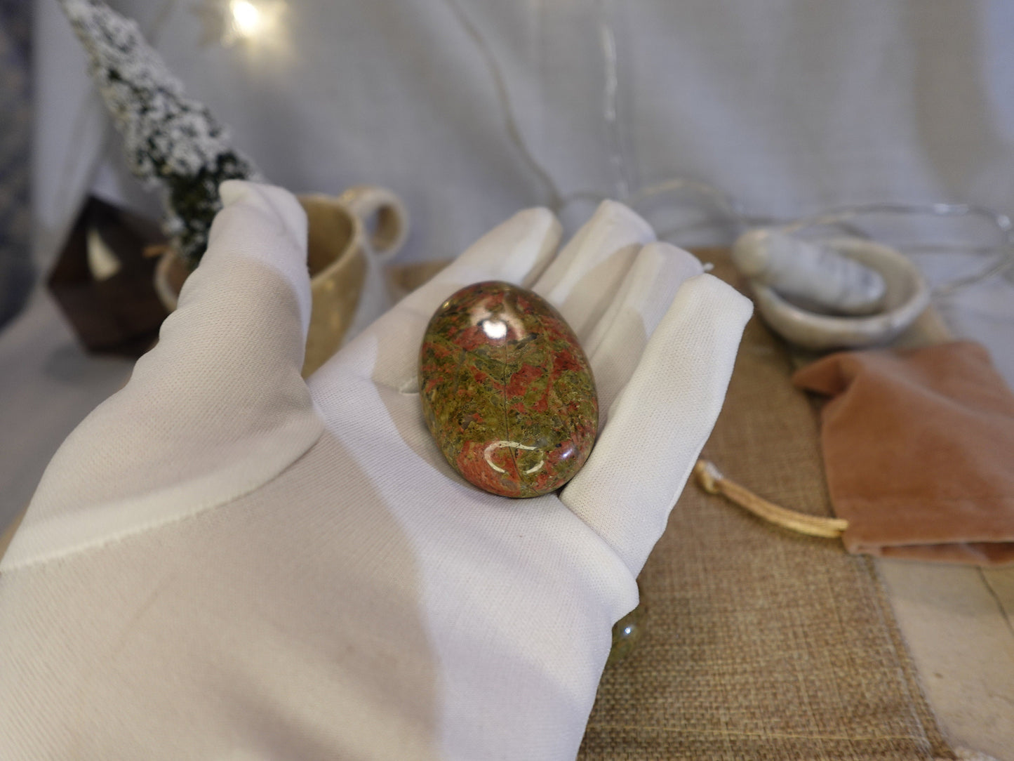 North Carolina Unakite Stone Natural Crystal Polished Worry Stone Home Decor Anxiety Pocket Distraction Meditation Gift Birthday Christmas