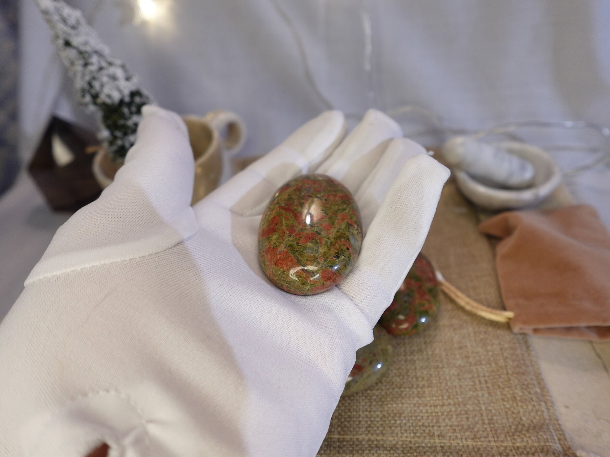 North Carolinian Unakite Stone Smooth Polished Crystal for Distraction Christmas Xmas Gift Home Meditation Birthday Anxiety Worry Birthday