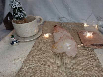 Raw Pink Quartz Cluster: Natural Crystal Home Decor Centerpiece
