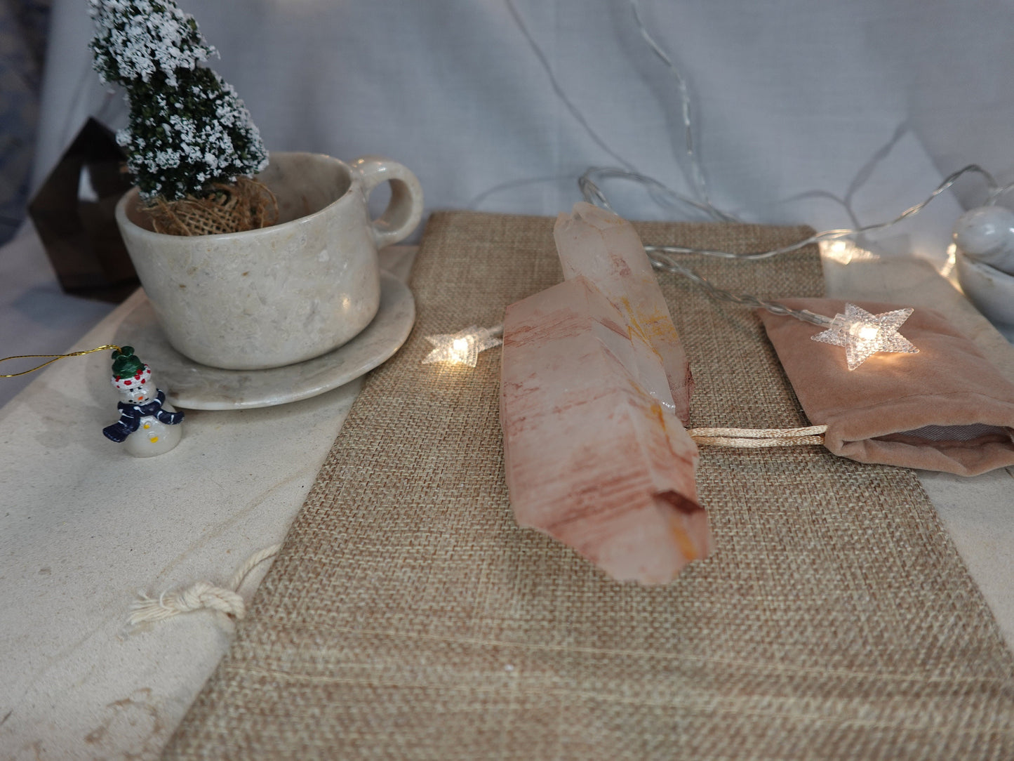 Raw Pink Quartz Cluster: Natural Crystal Home Decor Centerpiece