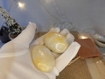 Lemon Quartz Palm Stone Polished Natural Crystal Polished Worry Stone Home Decor Anxiety Pocket Distraction Meditation Birthday Christmas