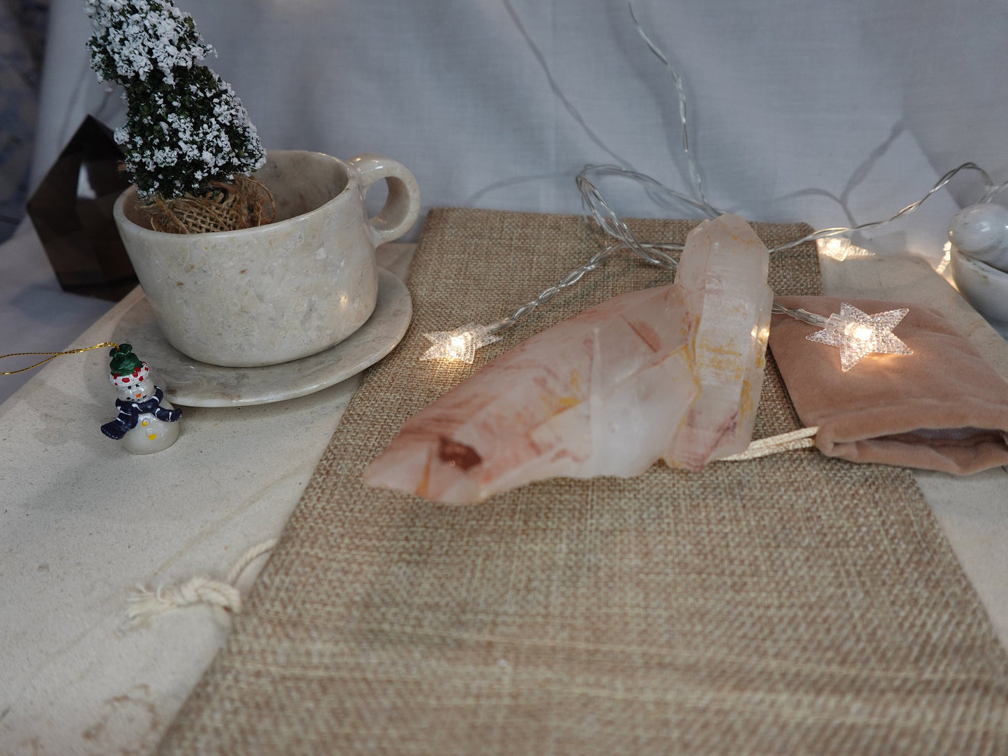 Raw Pink Quartz Cluster: Natural Crystal Home Decor Centerpiece