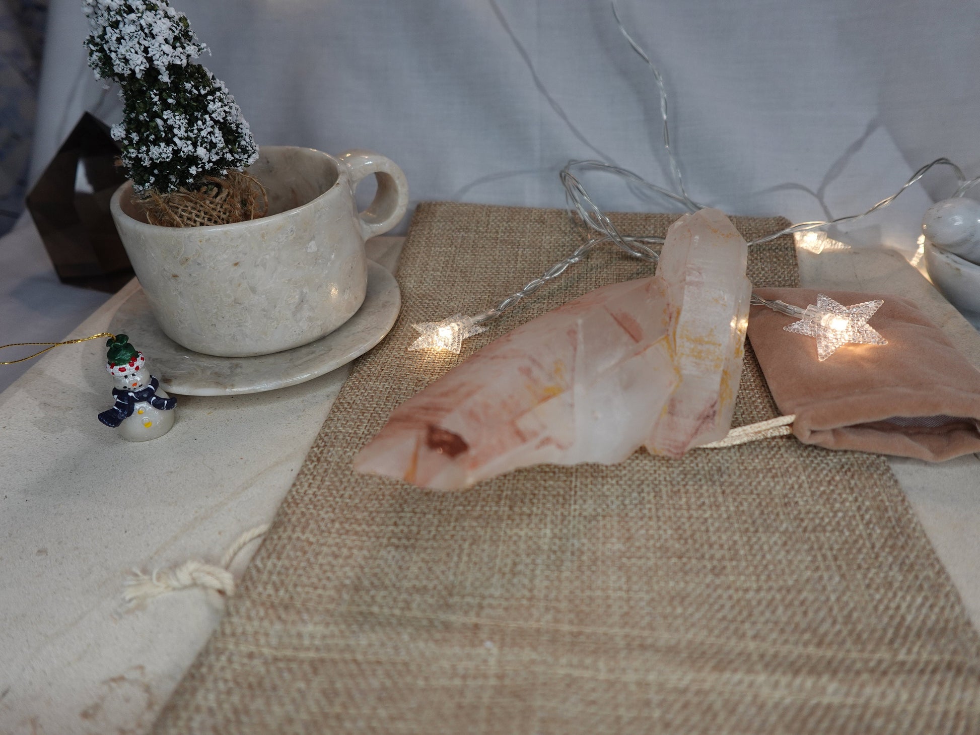 Raw Pink Quartz Cluster: Natural Crystal Home Decor Centerpiece