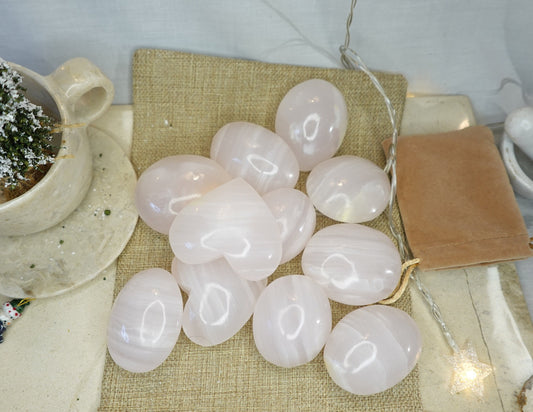 Pink Calcite Palm Stone Smooth Polished Carved Crystal for Distraction Christmas Xmas Gift Birthday Meditation Collection Anxiety