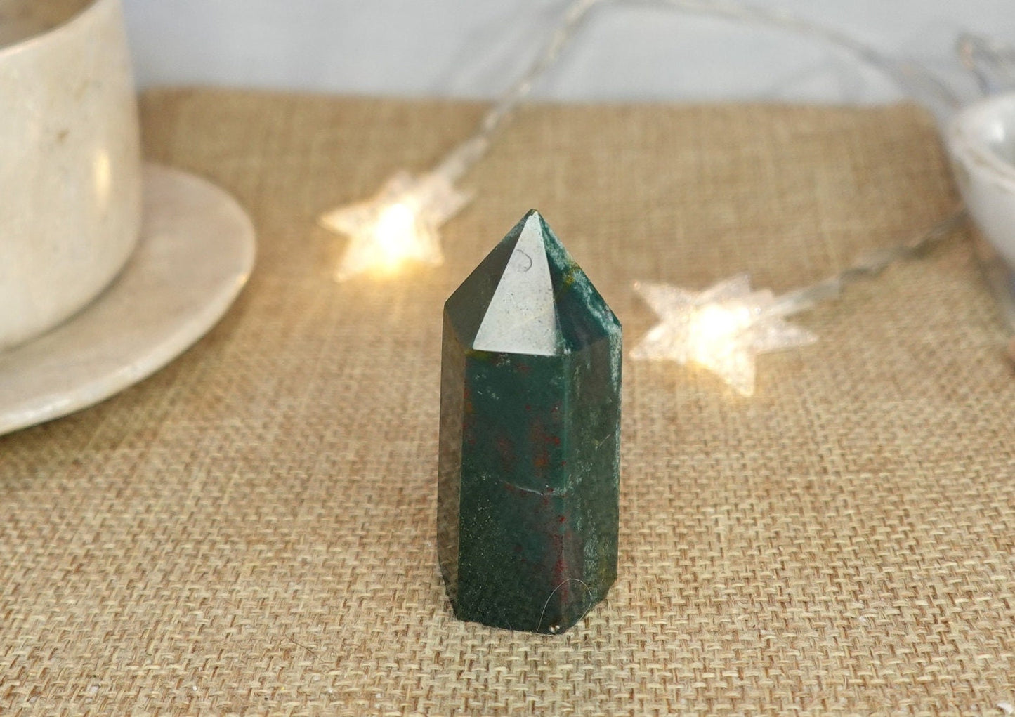 Sea Jasper Natural Carved Tower Polished Crystal Faced Wand Anxiety and Stress Relief Distraction from Worry Christmas Xmas Home Decor Tarot