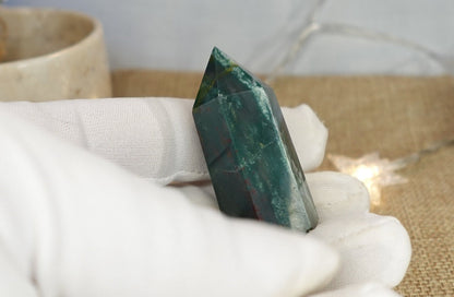 Sea Jasper Crystal Tower: Polished Carved Point, Home Decor