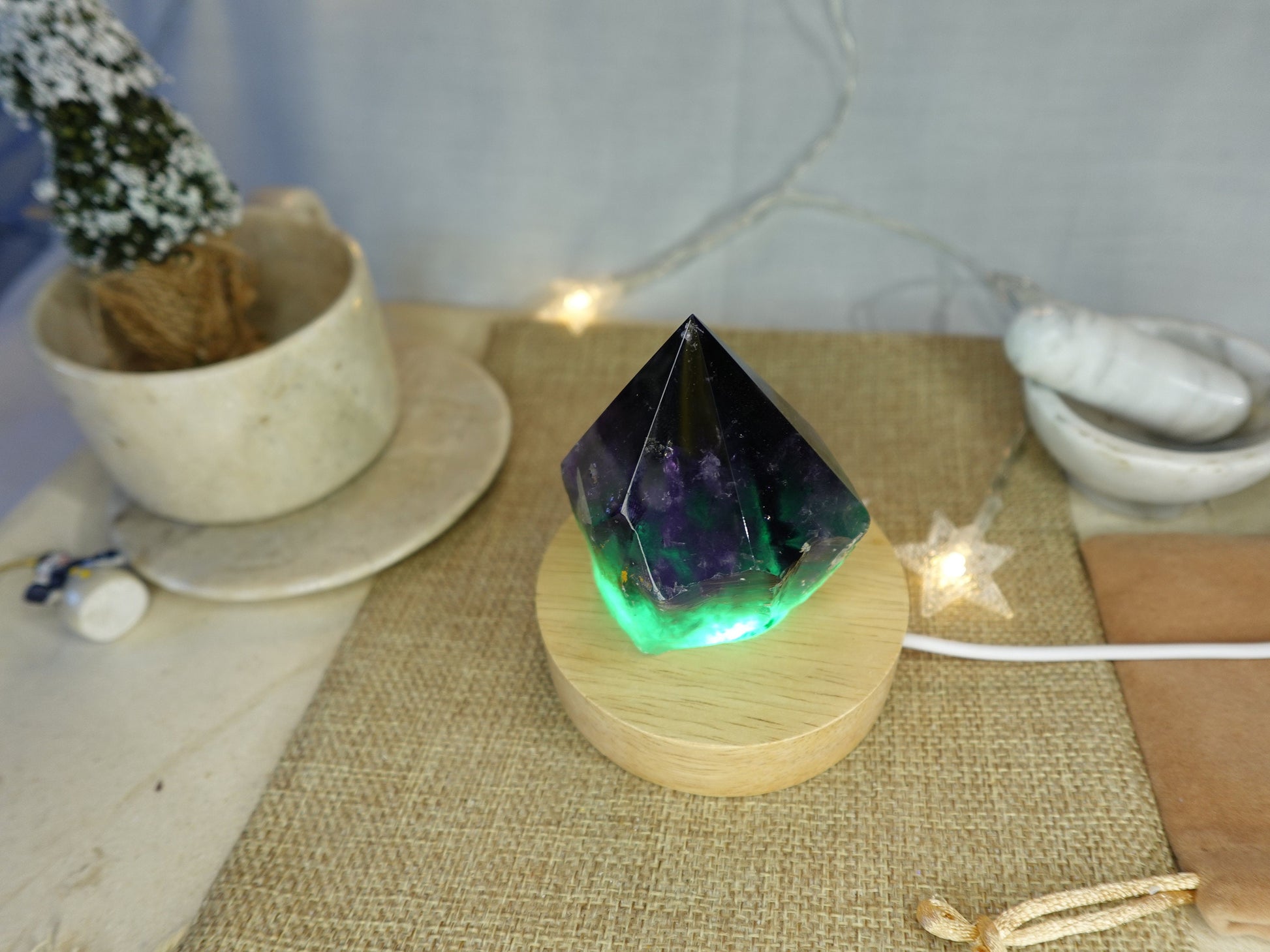 Amethyst Nightlight Crystal Polished Pyramid Sleeping Stones Anxiety Worry Home Decor Christmas Birthday Xmas Gift