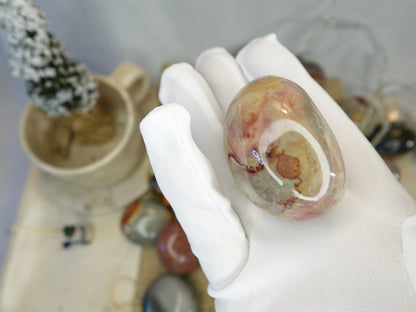 Polychrome Jasper Palm Stone: Smooth Carved Crystal for Meditation Home Decor Worry Pocket Stress Anxiety Palm Stone