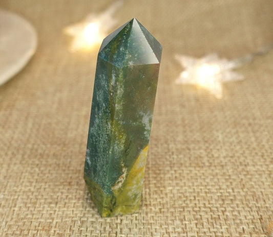 Sea Jasper Natural Carved Tower Polished Crystal Faced Wand Anxiety and Stress Relief Distraction from Worry Christmas Xmas Home Decor Tarot