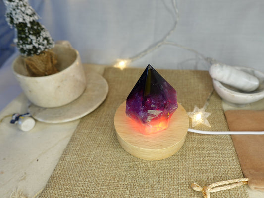 Amethyst Nightlight Crystal Polished Pyramid Sleeping Stones Anxiety Worry Home Decor Christmas Birthday Xmas Gift