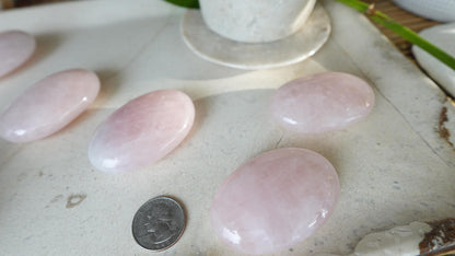 Polished Rose Quartz Palm Stone Natural Crystal Polished Worry Gift Home Decor Anxiety Pocket Distraction Meditation Birthday Christmas