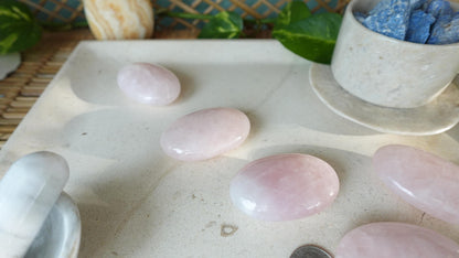 Polished Rose Quartz Palm Stone Natural Crystal Polished Worry Gift Home Decor Anxiety Pocket Distraction Meditation Birthday Christmas