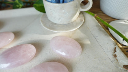 Polished Rose Quartz Palm Stone Natural Crystal Polished Worry Gift Home Decor Anxiety Pocket Distraction Meditation Birthday Christmas