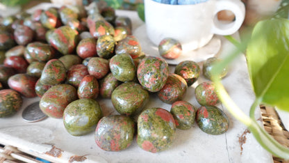 Unakite Tumble Stone: Polished Anxiety Worry Palm Crystal Home Decor Worry Pocket Stress Anxiety Palm Stone
