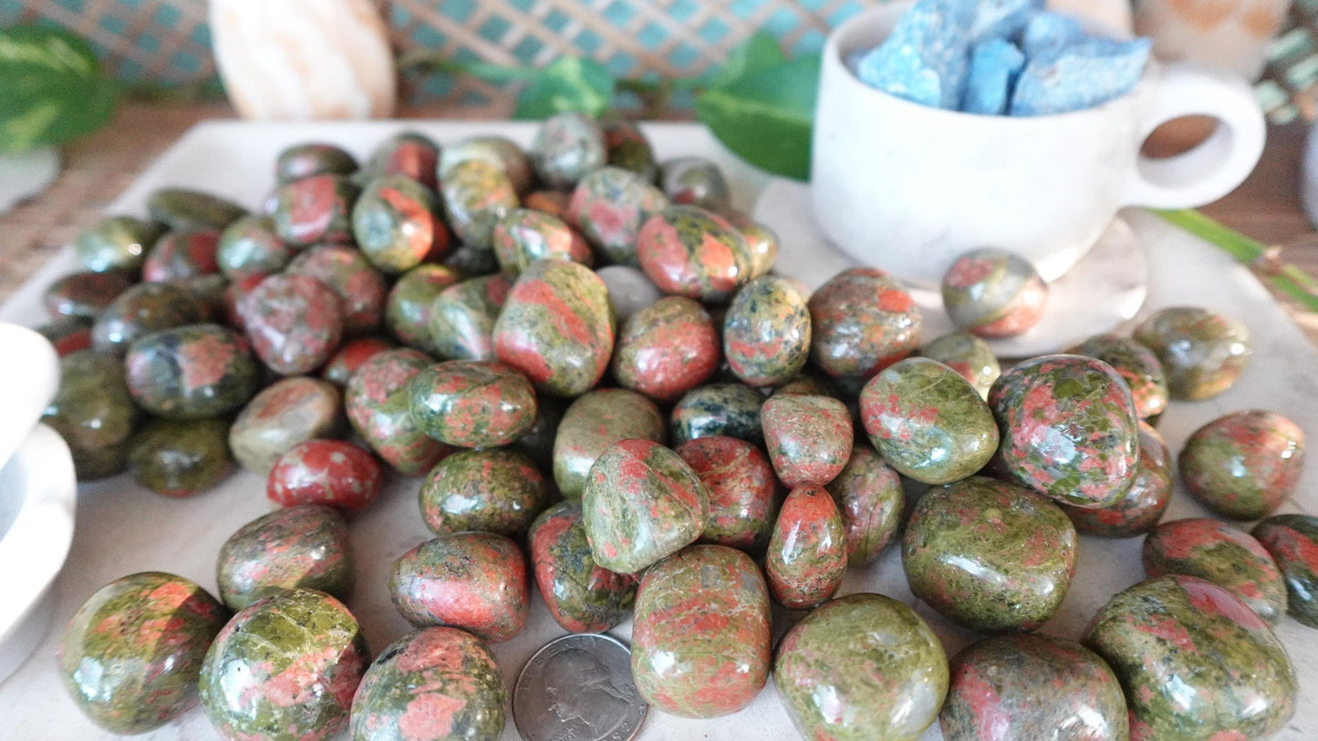 Unakite Tumble Stone: Polished Anxiety Worry Palm Crystal Home Decor Worry Pocket Stress Anxiety Palm Stone