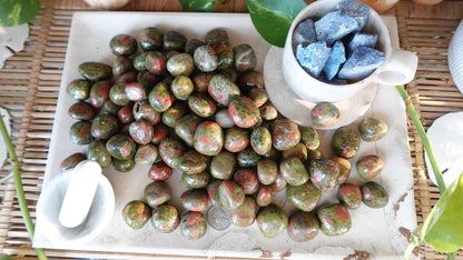 Unakite Tumble Stone: Polished Anxiety Worry Palm Crystal Home Decor Worry Pocket Stress Anxiety Palm Stone